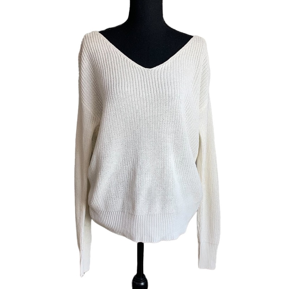 Cotton Emporium V-neck Long Sleeve Sweater Size Small